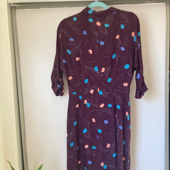 Christy Dawn Printed Button Up dress Plum Medium - Picture 5 of 5